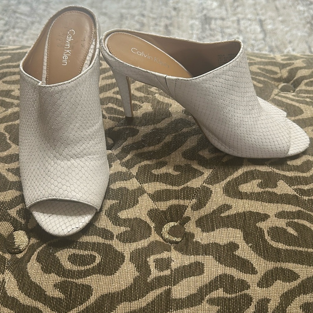 Leather Calvin Klein Snakeskin Mules